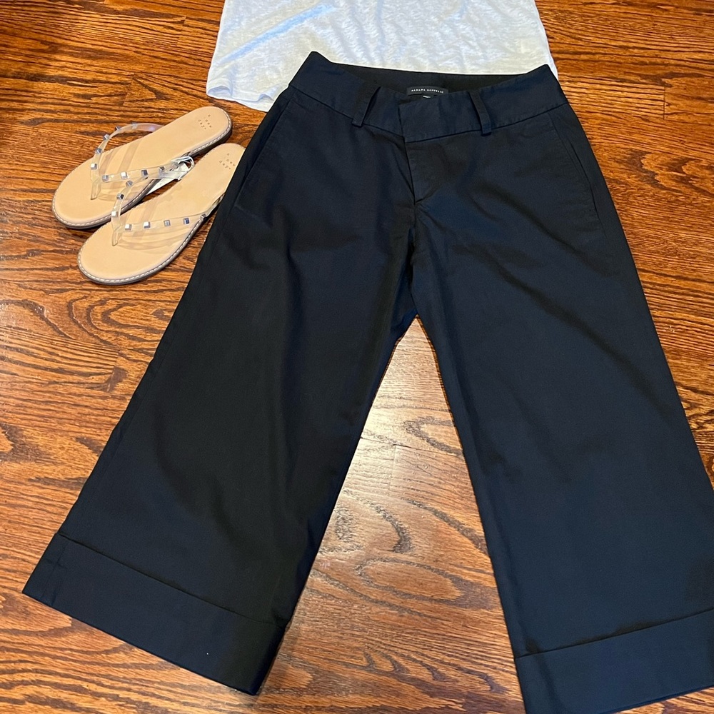Banana republic wide leg cropped pants black sz 4